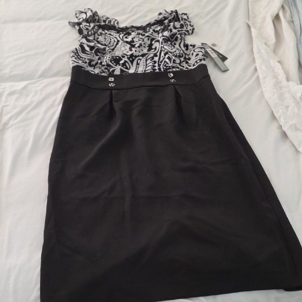 Voir Voir Black Skirt with Black-and-White Paisley Bodice